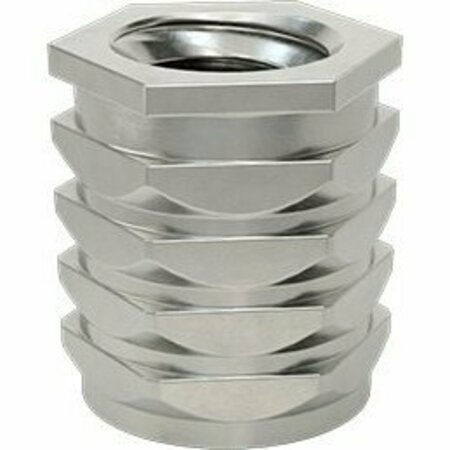 BSC PREFERRED 18-8 Stainless Steel Twist-Resistant Hex-Shaped Inserts for Plastics 6-32 Thread Size, 25PK 92398A113